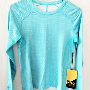 NWT Women Tops athletic Yoga L/Sleeve W9059T S M L Aqua Blue Pink 90 degrees